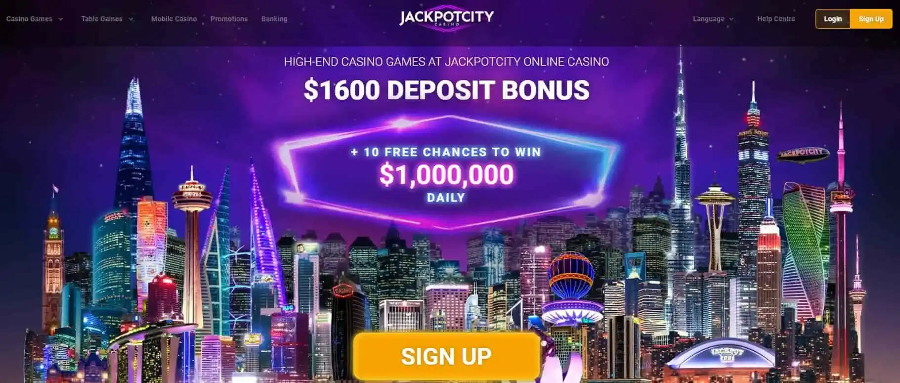 JackpotCity casino main page